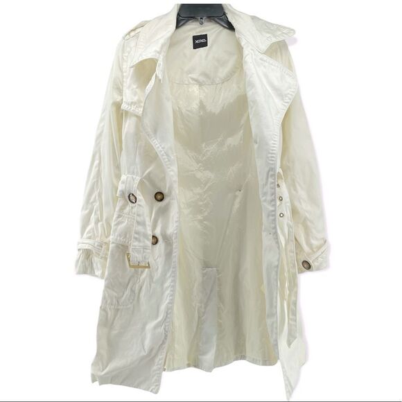 XOXO Women’s White Belted Lapel Casual Trench Coat Lightweight Jacket Small - Picture 11 of 17